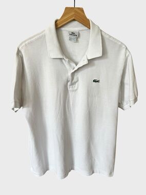 Lacoste White Polo with Green Crocodile Logo